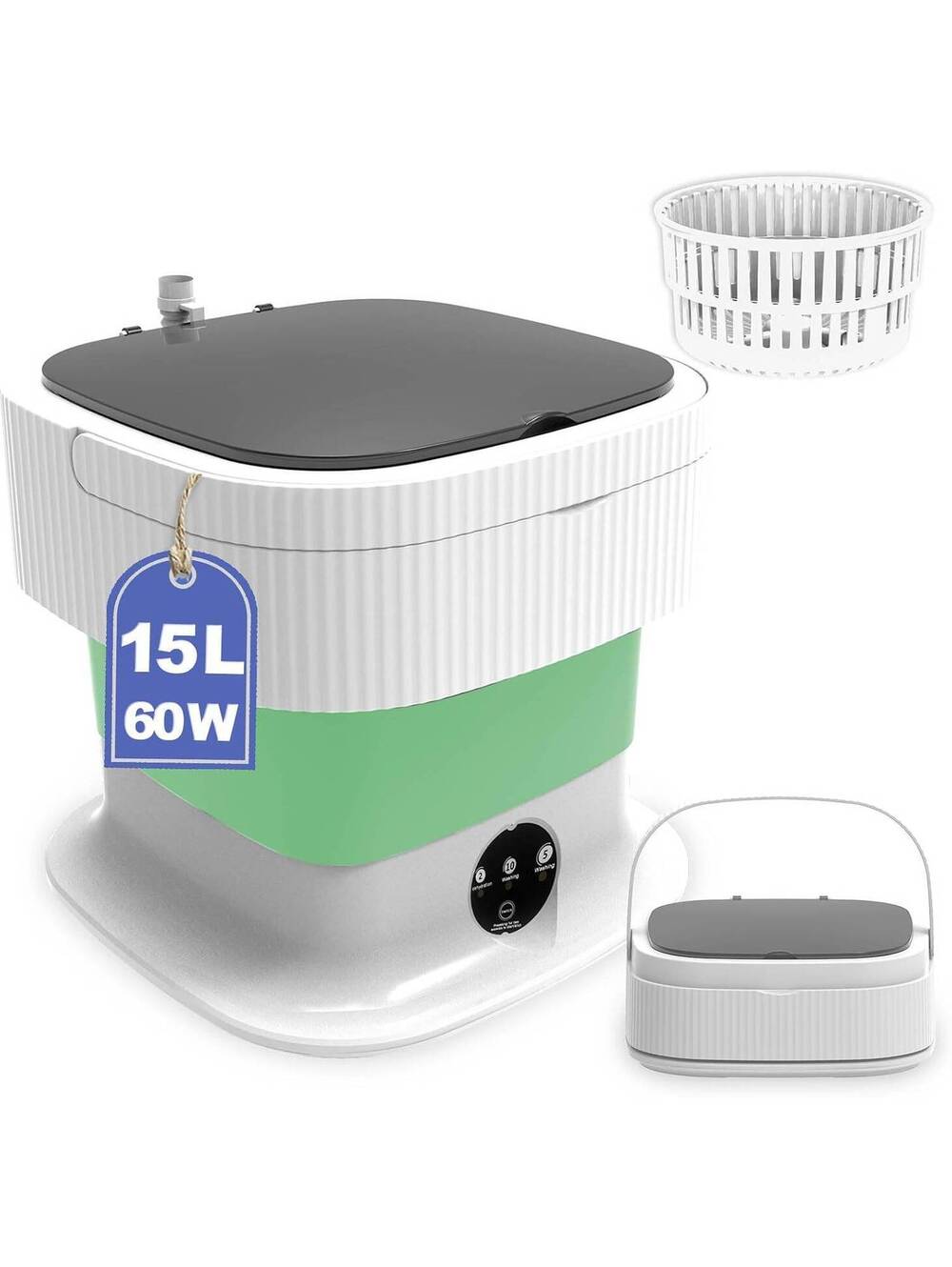 Small Washing Machine 12L Portable Foldable Washer and Spin Dryer for Travel